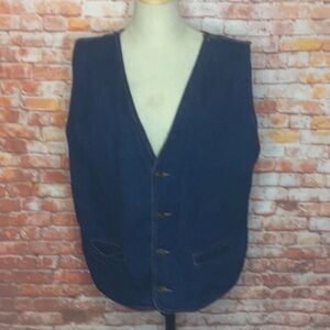 Vintage Flying Machine FM Jeans Blue and Black Denim and Flannel Western Vest